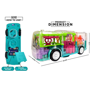 ماشین اسباب بازی اتوبوس چرخ دنده ای موزیکال و چراغ دار Gear Light Bus Toy_اسباب بازی